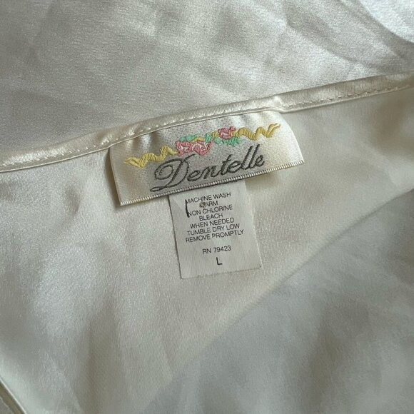 Vintage 90s White Slip Dress Bridal Lingerie Sheer Ivory Lace Dentelle Size L - Picture 5 of 5